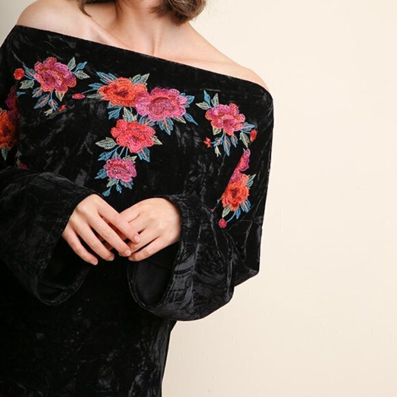 UMGEE VELVET LADIES OFF THE SHOULDER SHIRT - Picture 2 of 6